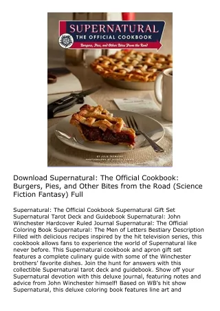 Download Supernatural: The Official Cookbook: Burgers, Pies, and Other Bites fro