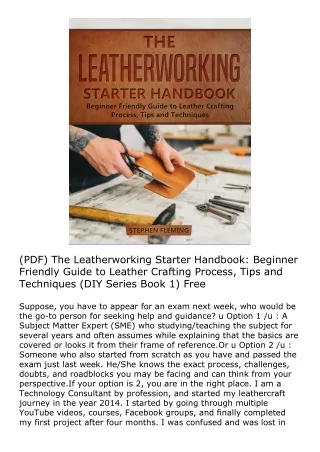 (PDF) The Leatherworking Starter Handbook: Beginner Friendly Guide to Leather Cr