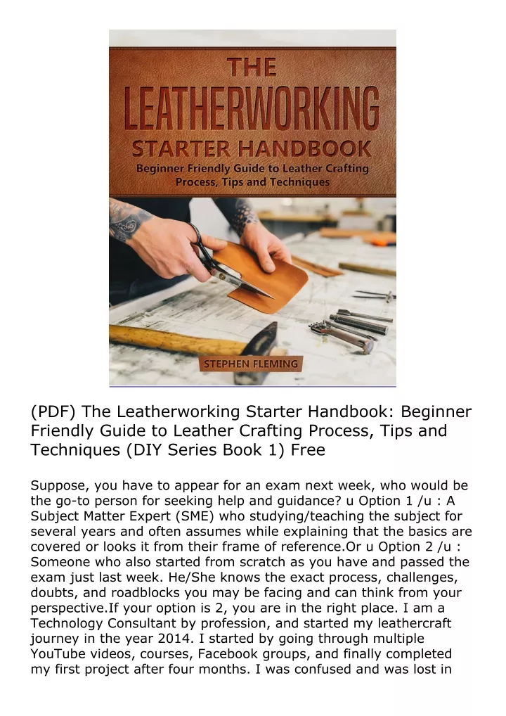 pdf the leatherworking starter handbook beginner