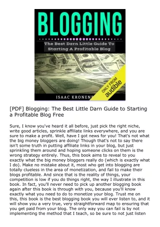 [PDF] Blogging: The Best Little Darn Guide to Starting a Profitable Blog Free