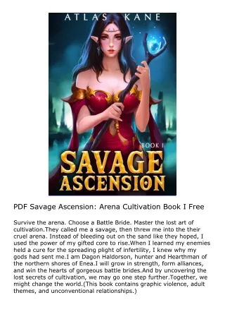 PDF Savage Ascension: Arena Cultivation Book I Free