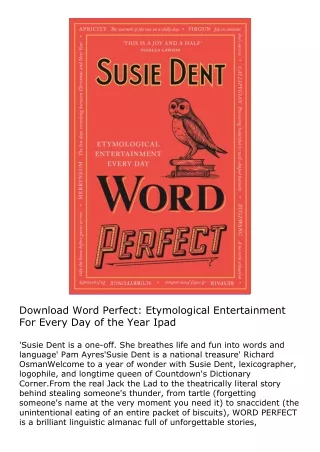 Download Word Perfect: Etymological Entertainment For Every Day of the Year Ipad