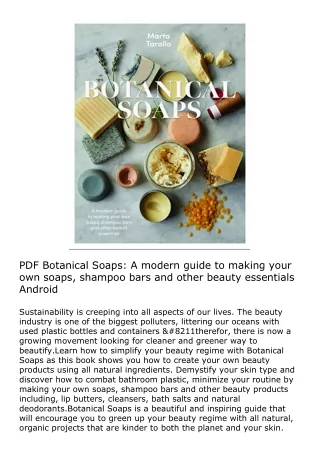 PDF Botanical Soaps: A modern guide to making your own soaps, shampoo bars and o