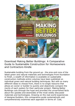 Download Making Better Buildings: A Comparative Guide to Sustainable Constructio