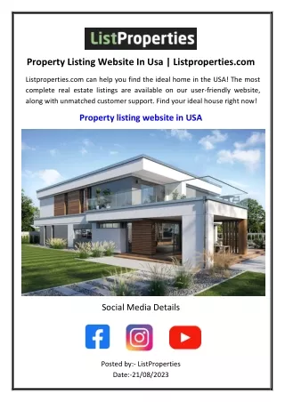 Property Listing Website In Usa | Listproperties.com