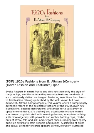 (PDF) 1920s Fashions from B. Altman & Company (Dover Fashion and Costumes) Ipad