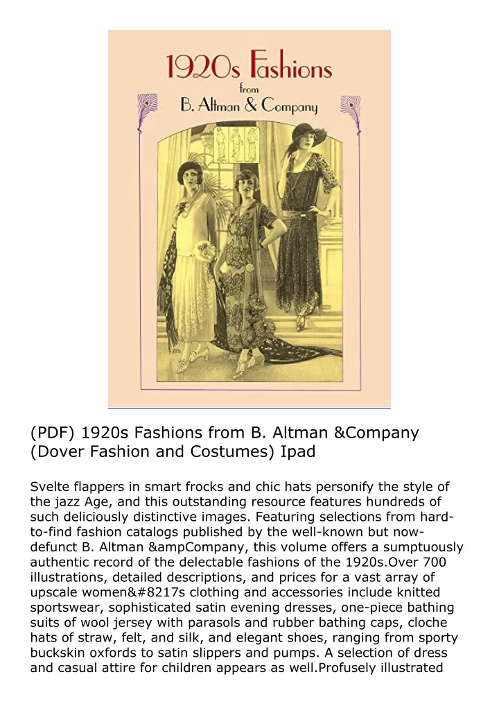 pdf 1920s fashions from b altman company dover