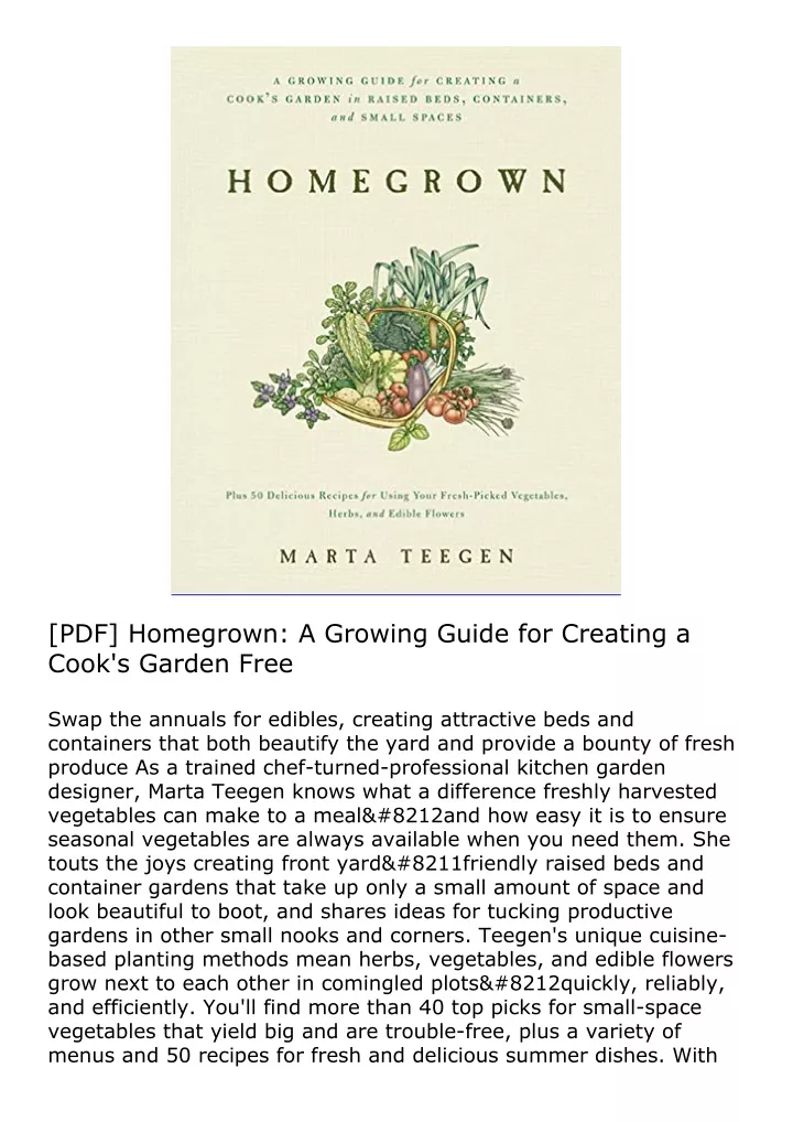 pdf homegrown a growing guide for creating a cook