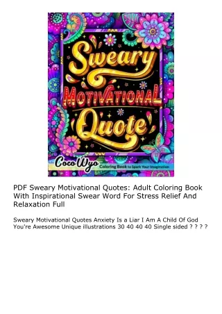 PDF Sweary Motivational Quotes: Adult Coloring Book With Inspirational Swear Wor