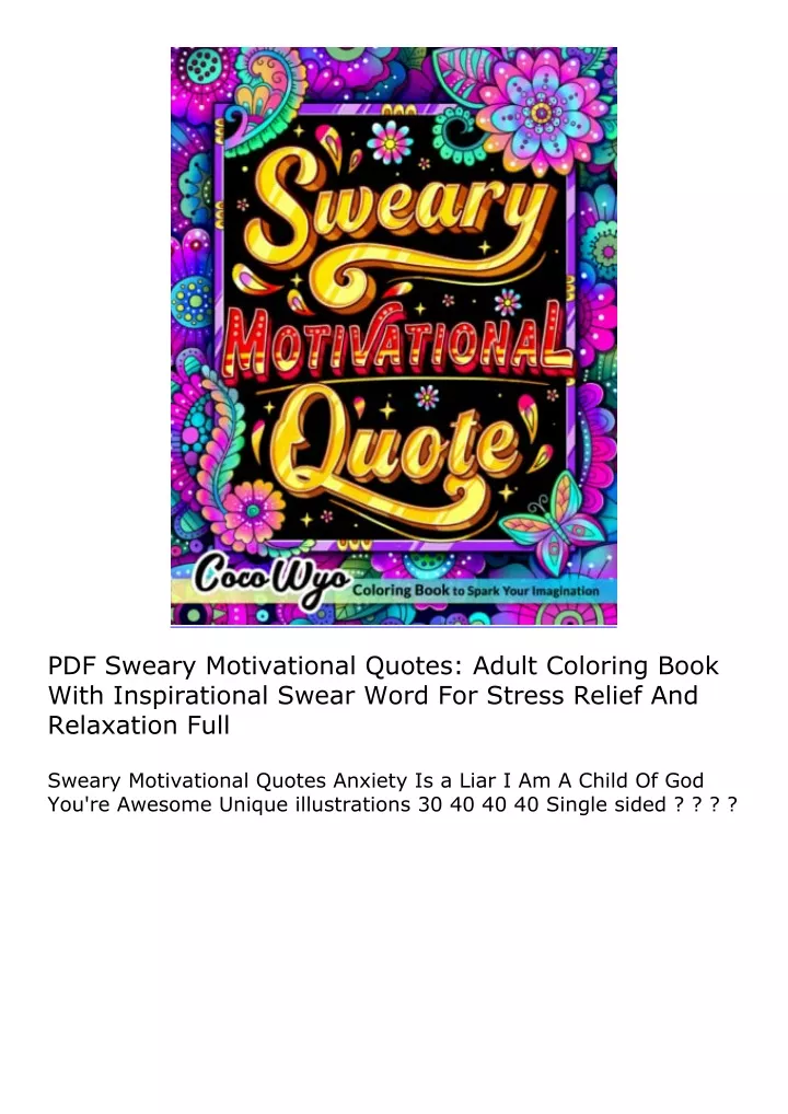 pdf sweary motivational quotes adult coloring