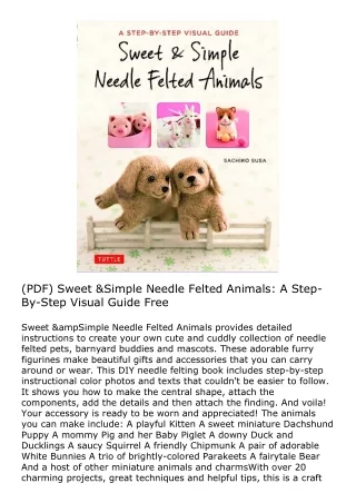 (PDF) Sweet & Simple Needle Felted Animals: A Step-By-Step Visual Guide Free