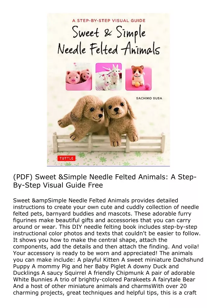 pdf sweet simple needle felted animals a step