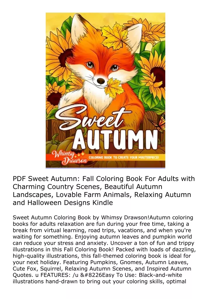 pdf sweet autumn fall coloring book for adults