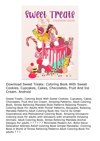 Download Sweet Treats: Coloring Book With Sweet Cookies, Cupcakes, Cakes, Chocol