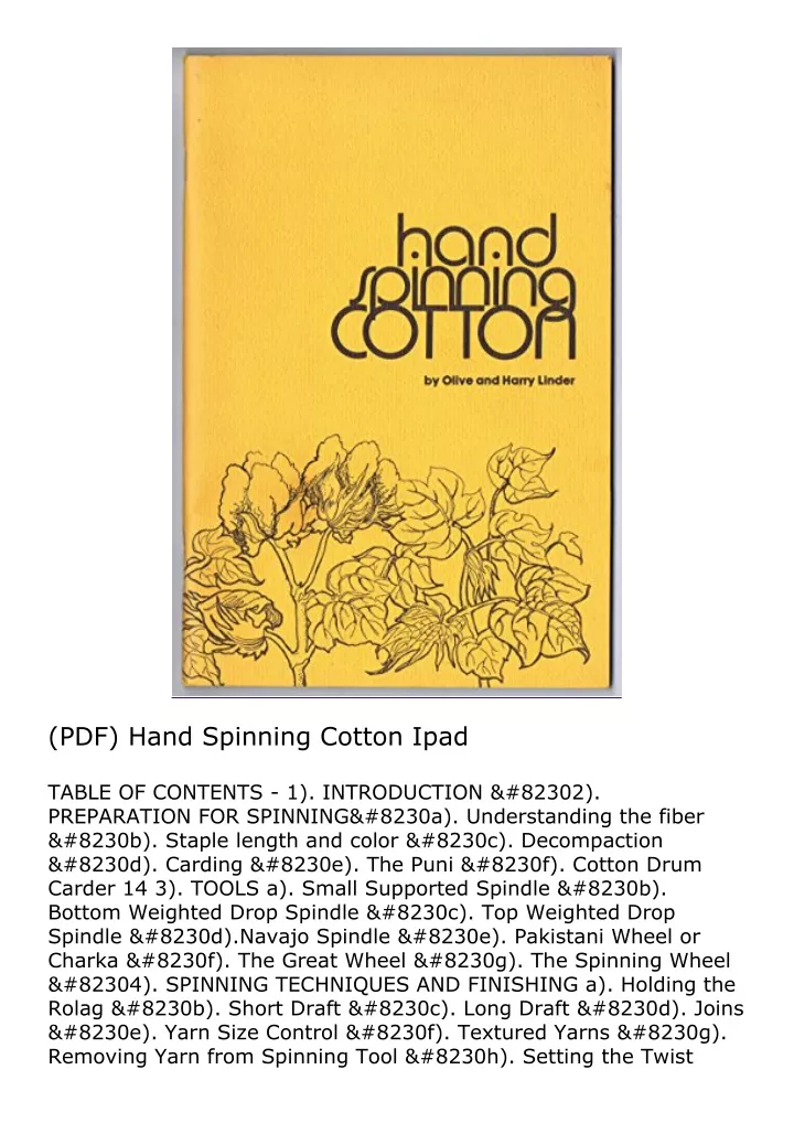 pdf hand spinning cotton ipad