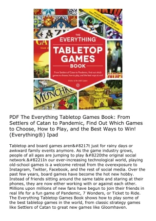 PDF The Everything Tabletop Games Book: From Settlers of Catan to Pandemic, Find