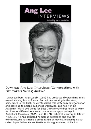 Download Ang Lee: Interviews (Conversations with Filmmakers Series) Android