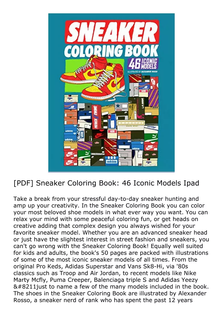 pdf sneaker coloring book 46 iconic models ipad