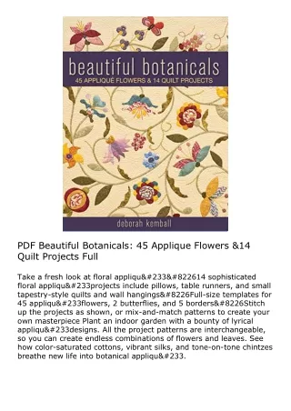 PDF Beautiful Botanicals: 45 Applique Flowers & 14 Quilt Projects Full