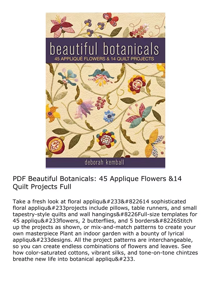 pdf beautiful botanicals 45 applique flowers