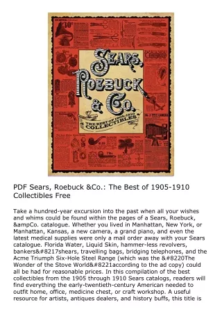 PDF Sears, Roebuck & Co.: The Best of 1905-1910 Collectibles Free