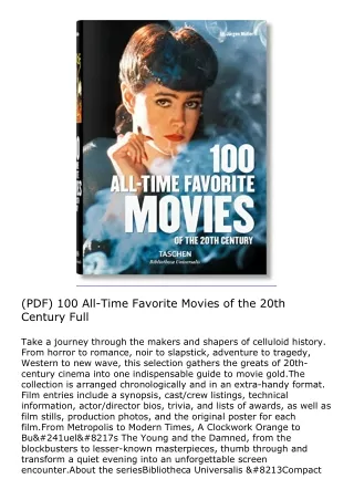 (PDF) 100 All-Time Favorite Movies of the 20th Century Full