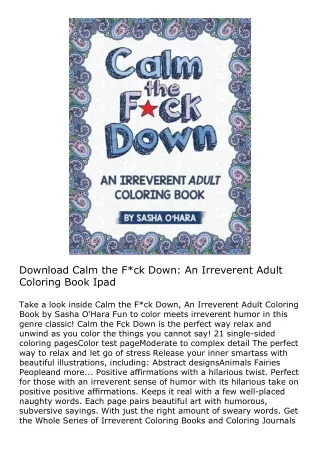 Download Calm the F*ck Down: An Irreverent Adult Coloring Book Ipad