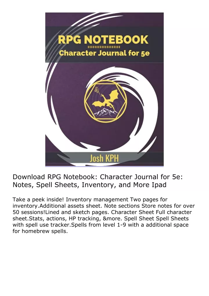 download rpg notebook character journal