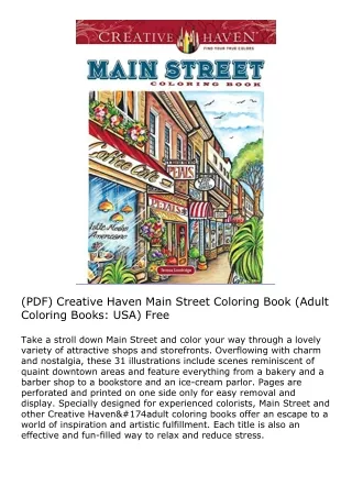 (PDF) Creative Haven Main Street Coloring Book (Adult Coloring Books: USA) Free
