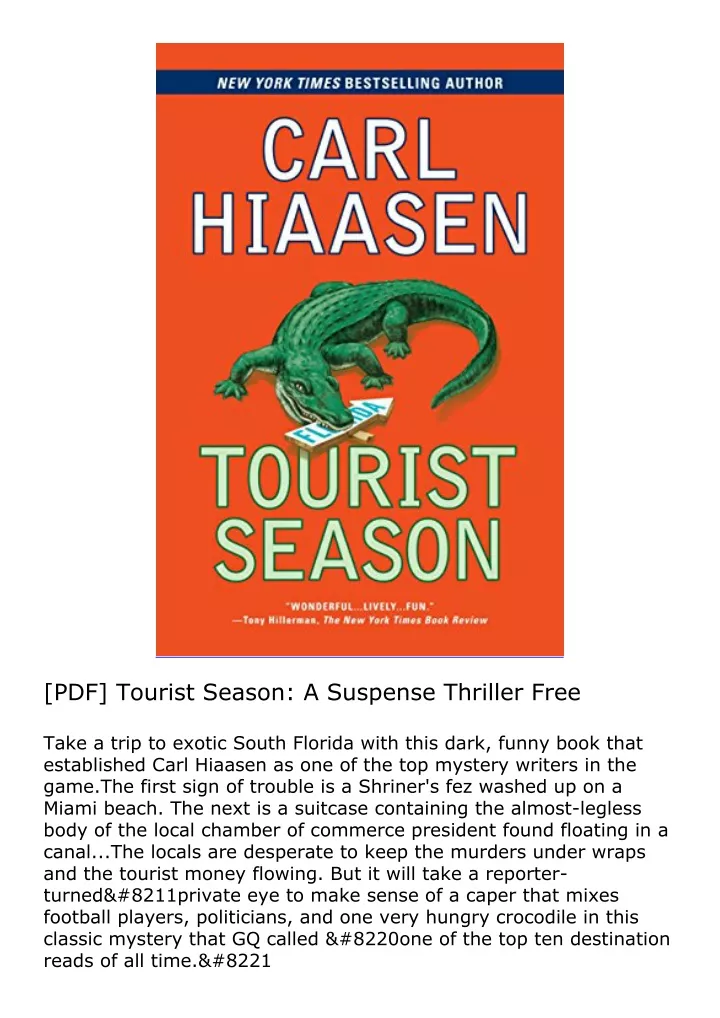 pdf tourist season a suspense thriller free