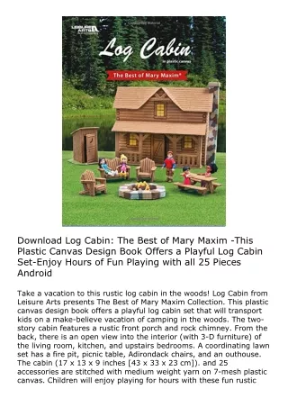 Download Log Cabin: The Best of Mary Maxim -This Plastic Canvas Design Book Offe
