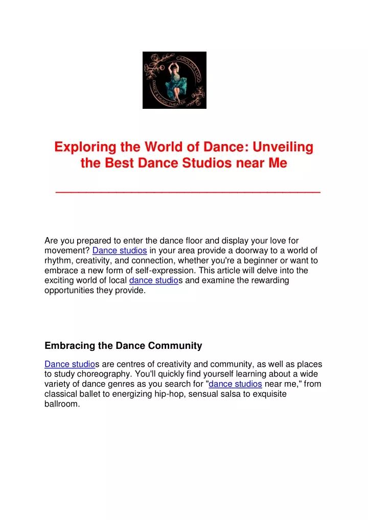 exploring the world of dance unveiling the best