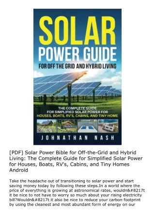 [PDF] Solar Power Bible for Off-the-Grid and Hybrid Living: The Complete Guide f