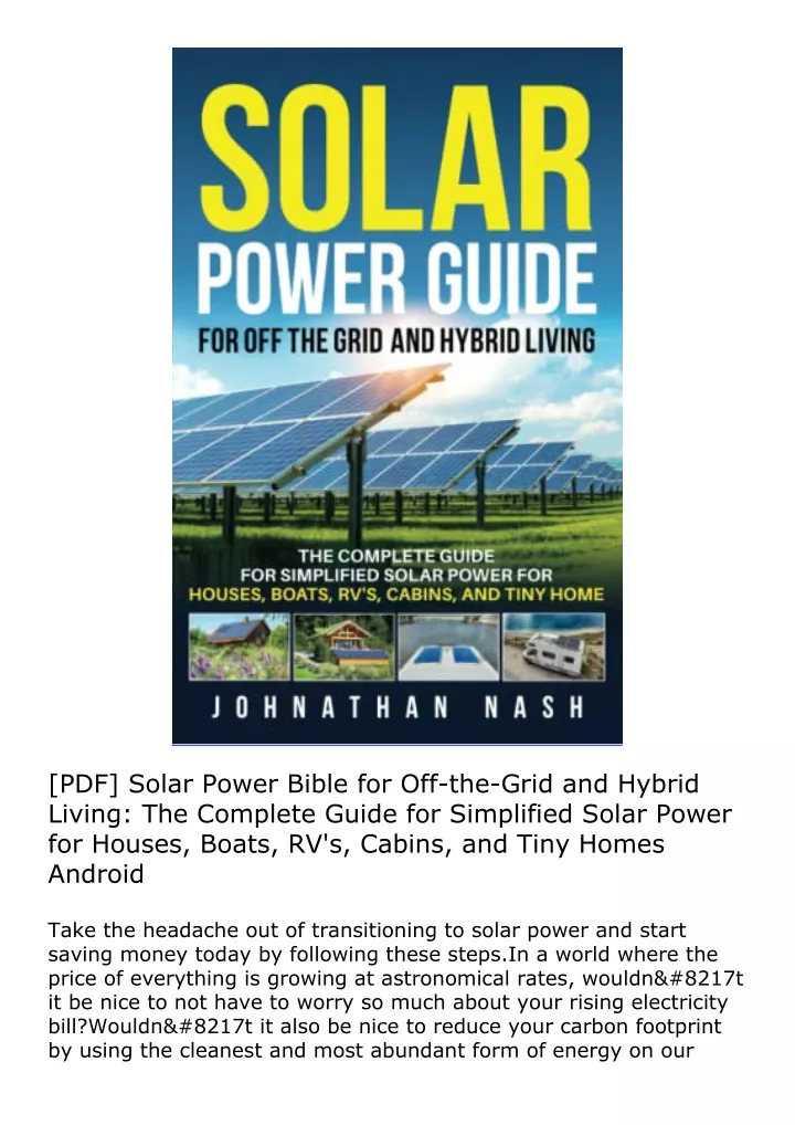 pdf solar power bible for off the grid and hybrid