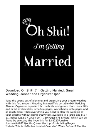 Download Oh Shit! I’m Getting Married: Small Wedding Planner and Organizer Ipad