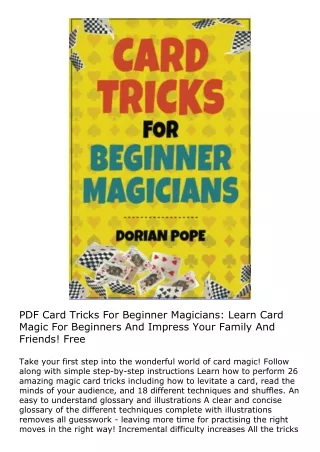 Download Card Tricks For Beginner Magicians: Learn Card Magic For Beginners And