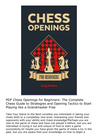 PDF Chess Openings for Beginners: The Complete Chess Guide to Strategies and Ope