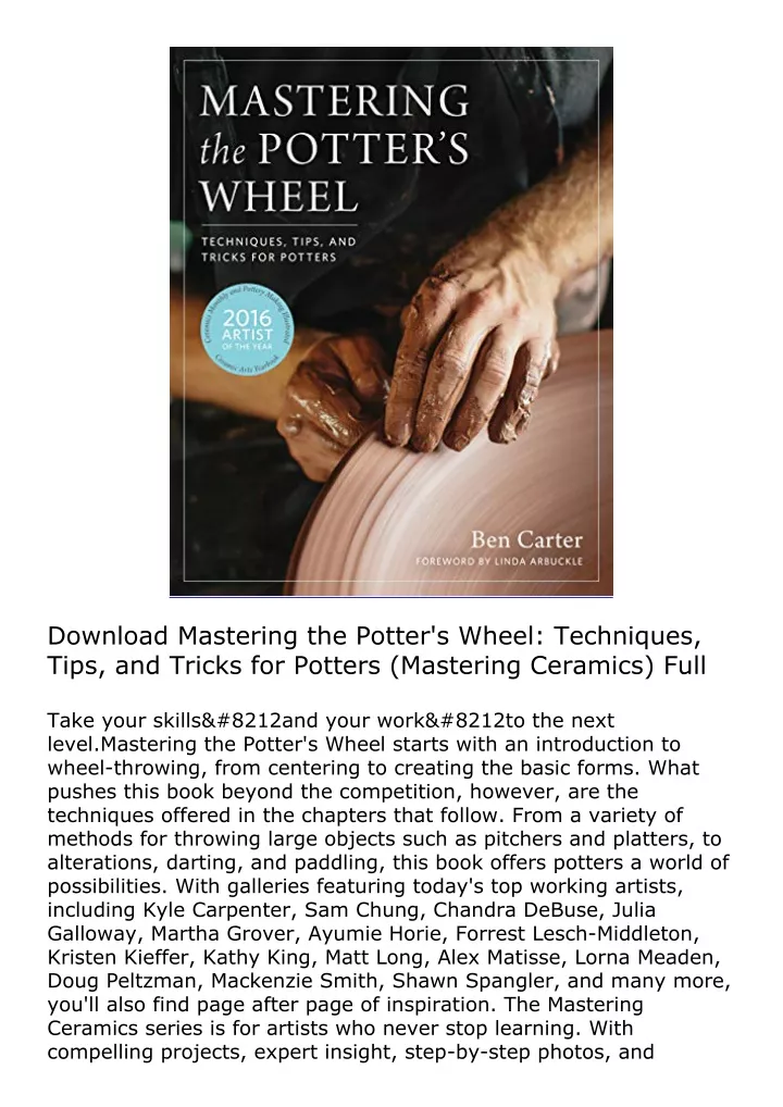 download mastering the potter s wheel techniques