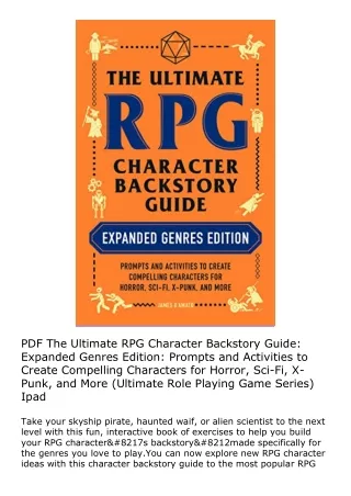 PDF The Ultimate RPG Character Backstory Guide: Expanded Genres Edition: Prompts