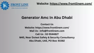 How to Ensure Uninterrupted Power with Generator AMC Services in Abu Dhabi?