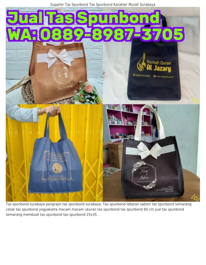 supplier tas spunbond tas spunbond karakter murah