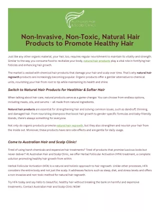 Non-Invasive, Non-Toxic, Natural Hair Products to Promote Healthy Hair