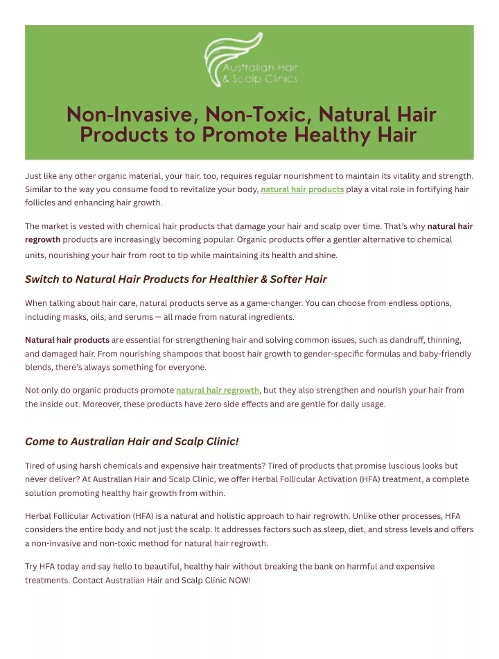 non invasive non toxic natural hair products