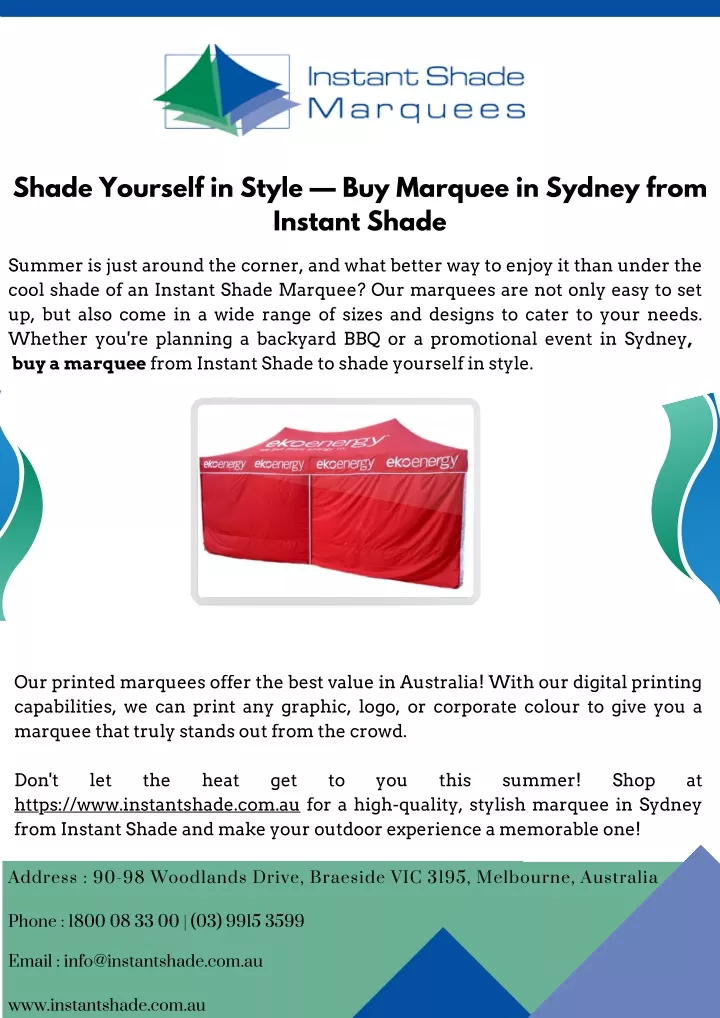 shade yourself in style buy marquee in sydney