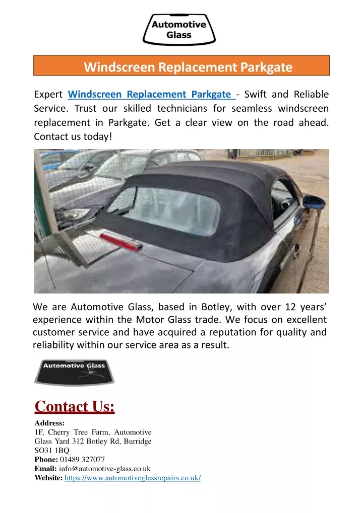 windscreen replacement parkgate