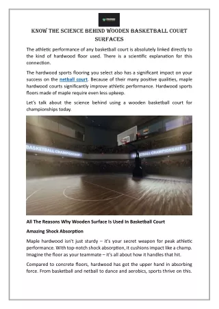 Know The Science Behind Wooden Basketball Court Surfaces