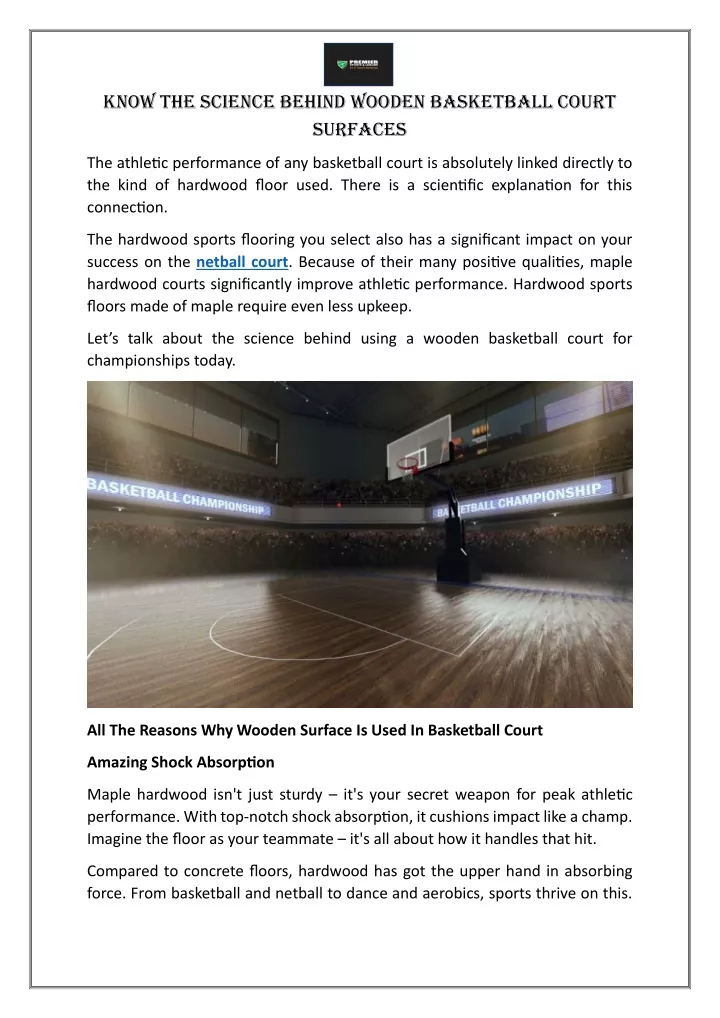 know the science behind wooden basketball court