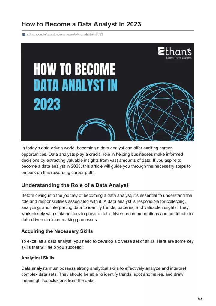 how to become a data analyst in 2023
