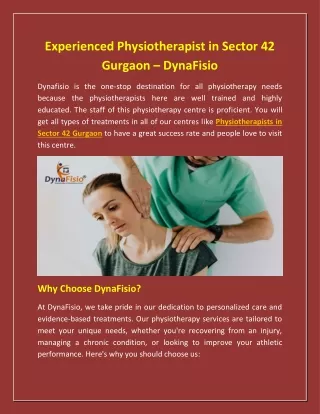 Experienced Physiotherapist in Sector 42 Gurgaon