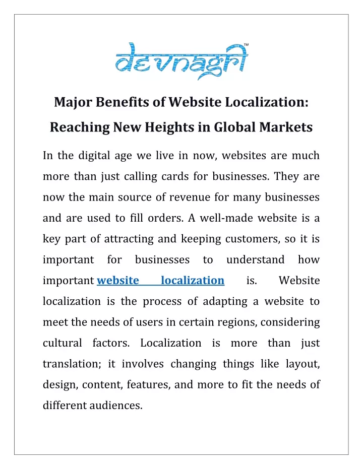 major benefits of website localization